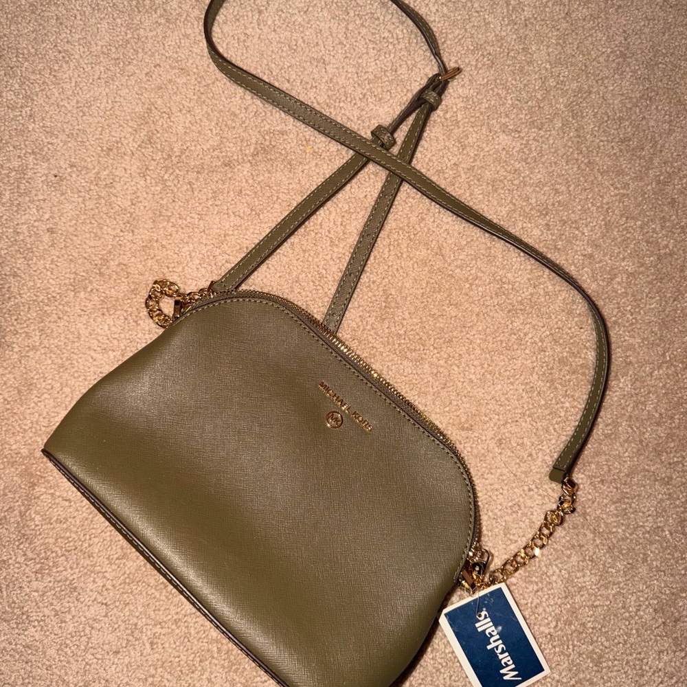 Michael Kors Sage Green Crossbody Bag with Gold Accents